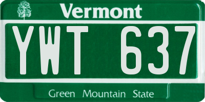VT license plate YWT637