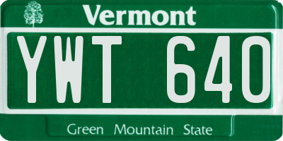 VT license plate YWT640