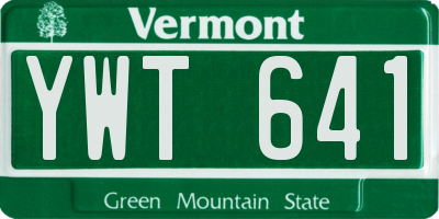 VT license plate YWT641