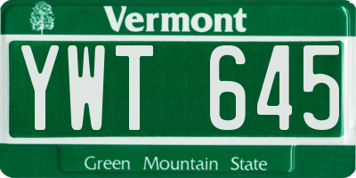 VT license plate YWT645