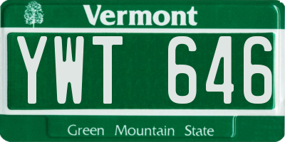 VT license plate YWT646