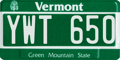 VT license plate YWT650