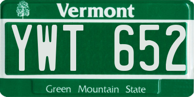 VT license plate YWT652