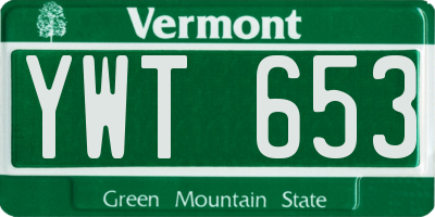 VT license plate YWT653