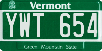 VT license plate YWT654