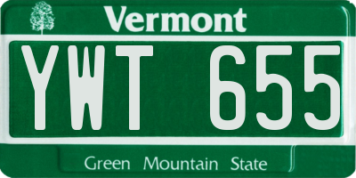 VT license plate YWT655