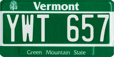 VT license plate YWT657