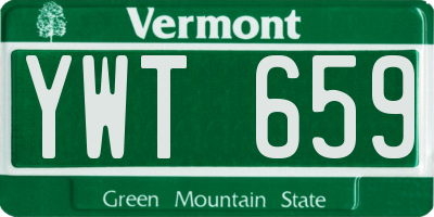 VT license plate YWT659
