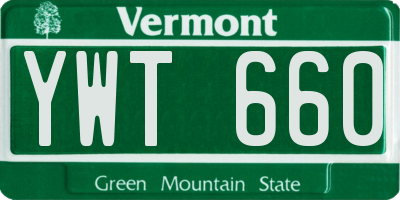 VT license plate YWT660