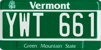 VT license plate YWT661