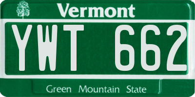 VT license plate YWT662