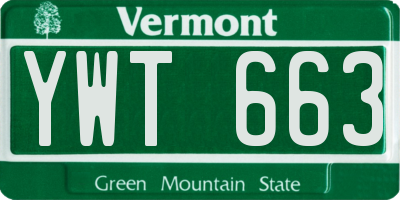 VT license plate YWT663