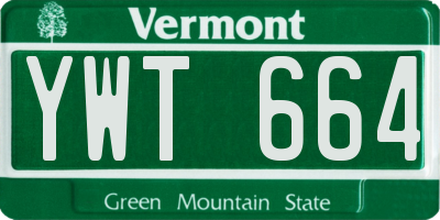 VT license plate YWT664