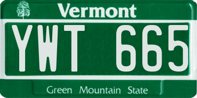 VT license plate YWT665