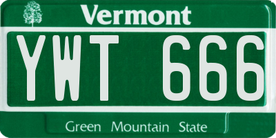 VT license plate YWT666