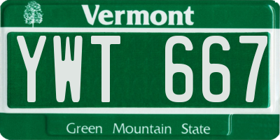 VT license plate YWT667