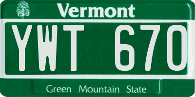 VT license plate YWT670