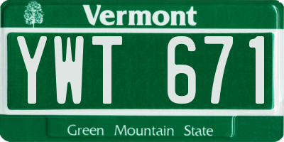 VT license plate YWT671