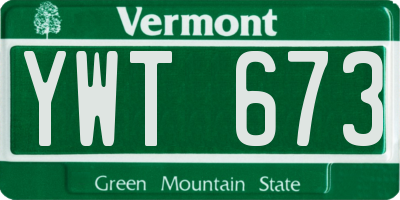 VT license plate YWT673