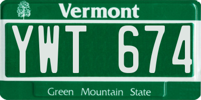 VT license plate YWT674
