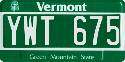 VT license plate YWT675