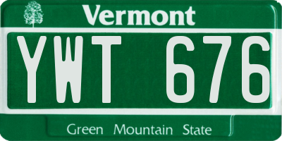 VT license plate YWT676