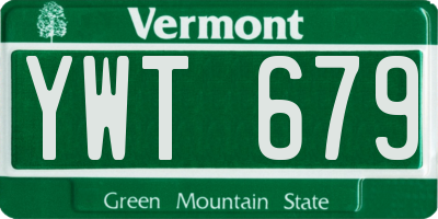VT license plate YWT679