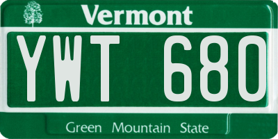 VT license plate YWT680