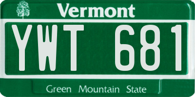 VT license plate YWT681