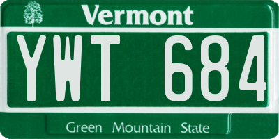 VT license plate YWT684