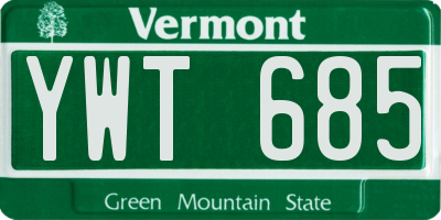 VT license plate YWT685