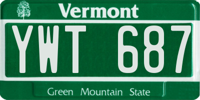 VT license plate YWT687