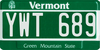 VT license plate YWT689