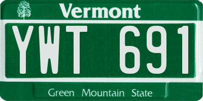 VT license plate YWT691