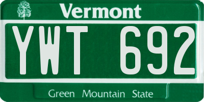 VT license plate YWT692