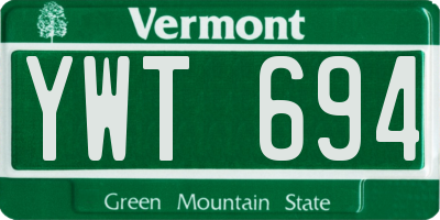 VT license plate YWT694