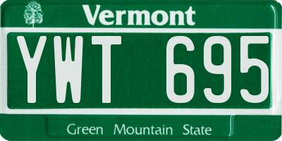 VT license plate YWT695