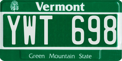 VT license plate YWT698