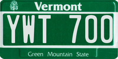 VT license plate YWT700