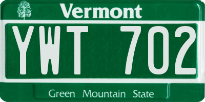 VT license plate YWT702
