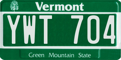 VT license plate YWT704