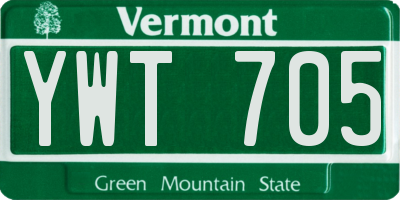 VT license plate YWT705