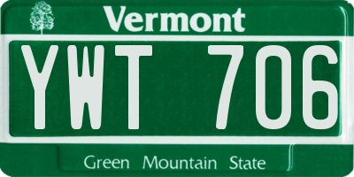 VT license plate YWT706