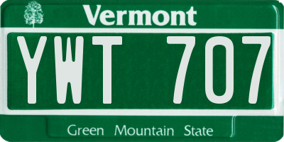 VT license plate YWT707