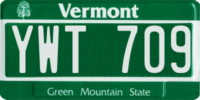 VT license plate YWT709