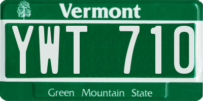 VT license plate YWT710
