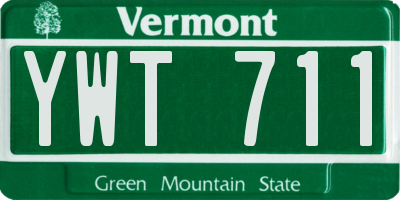 VT license plate YWT711