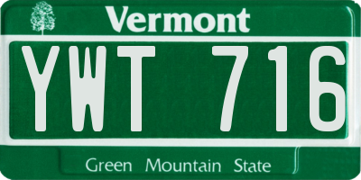 VT license plate YWT716