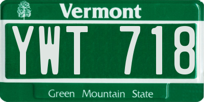 VT license plate YWT718