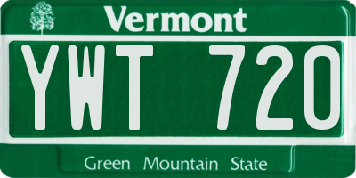 VT license plate YWT720